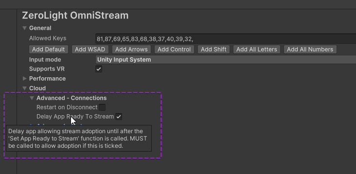 OmniStream settings menu