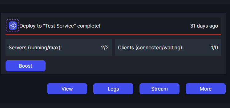 Open Render Service settings