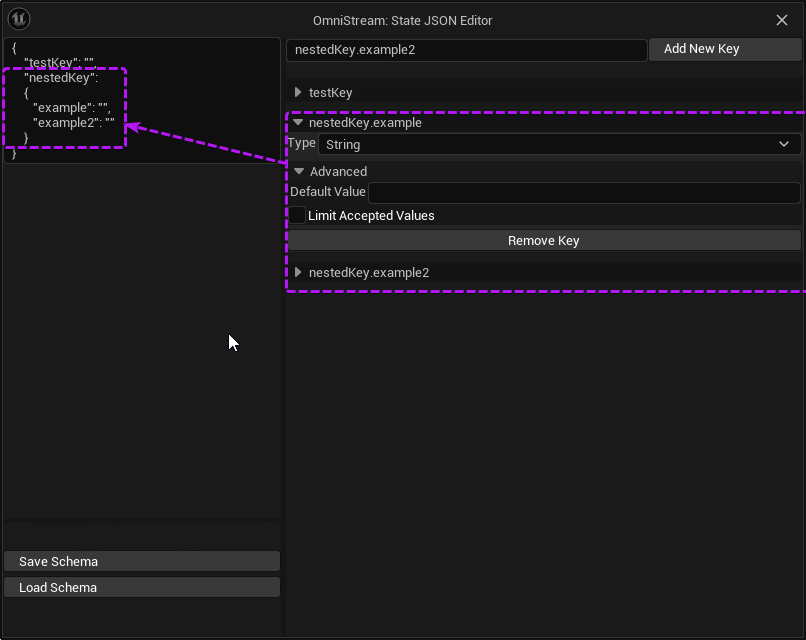 OmniStream Schema Nested Keys